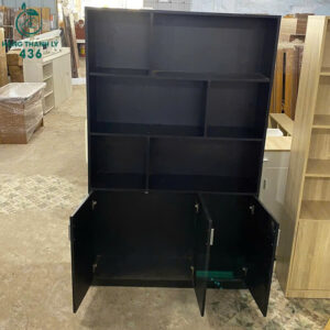 Kệ Trưng Bày Gỗ 2Mx1M2 Màu Đen Nhám Mới 99%