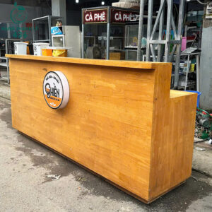 Quầy Trà Sữa Gỗ Trơn Cũ Màu Vàng