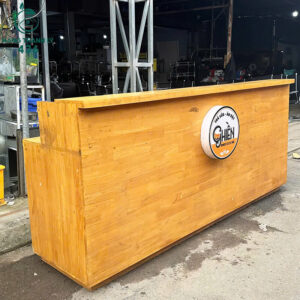 Quầy Trà Sữa Gỗ Trơn Cũ Màu Vàng