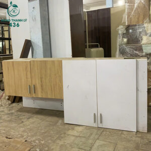 Tủ Bếp Gỗ Treo Ngang Cũ 1M85 Thiết Kế 2 Hộc Tủ Riêng Biệt