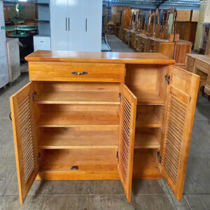 Tủ Giày Dép Gỗ Tự Nhiên 3 Cánh Cửa Nan