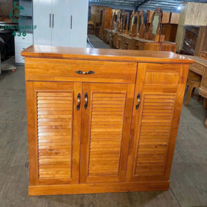 Tủ Giày Dép Gỗ Tự Nhiên 3 Cánh Cửa Nan