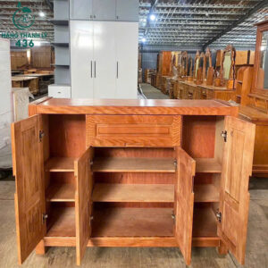 Tủ Giày Dép Gỗ Tự Nhiên 4 Cánh Chạm Khắc Hoa Văn