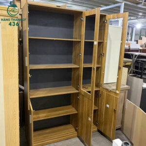 Tủ Hồ Sơ Gỗ Cũ 1M3x2M2 Màu Vàng 3 Cửa Kính