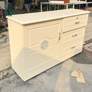 Tủ Hồ Sơ Gỗ Cũ 1M3x80CM Màu Kem