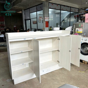 Tủ Hồ Sơ Gỗ Cũ Màu Trắng 3 Cánh Nhiều Ngăn