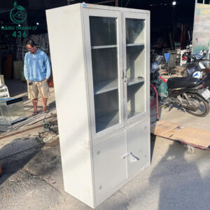 Tủ Hồ Sơ Sắt Cũ 1M8x1M Cửa Kính 2 Cánh
