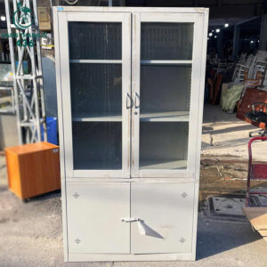 Tủ Hồ Sơ Sắt Cũ 1M8x1M Cửa Kính 2 Cánh