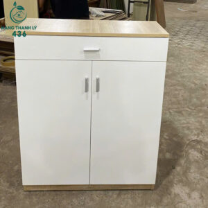Tủ Giày Dép Gỗ Màu Trắng 2 Cánh Mới 99%