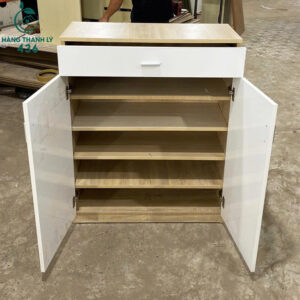 Tủ Giày Dép Gỗ Màu Trắng 2 Cánh Mới 99%