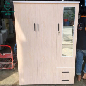 Tủ Quần Áo Gỗ Cũ 1M8x1M2 3 Cánh Kèm 2 Hộc Kéo