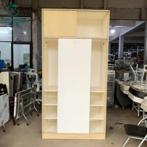 Tủ Quần Áo Gỗ Cũ 2M4x1M2 Cửa Lùa 2 Cánh Màu Trắng