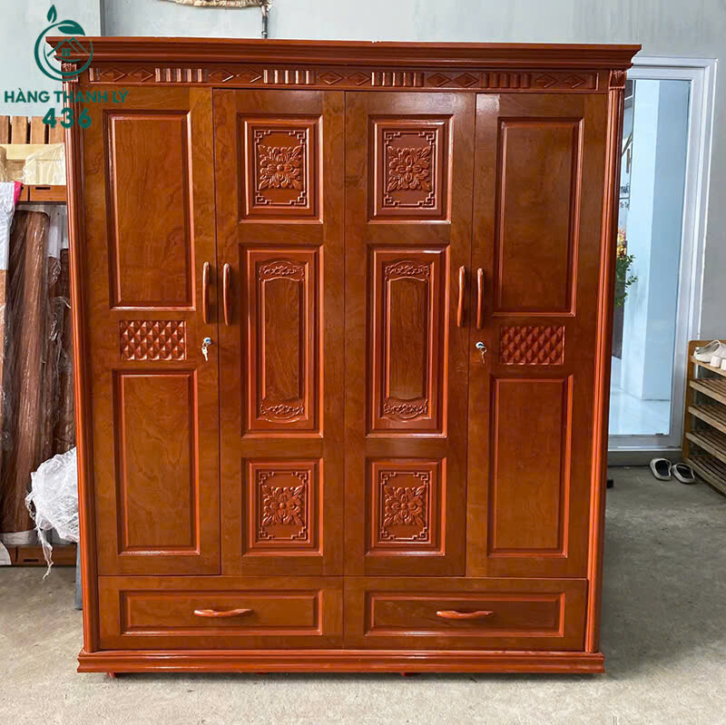 Tủ Quần Áo Gỗ Tự Nhiên 4 Cánh 2 Hộc Sang Trọng Mới 99% tu-quan-ao-go-tu-nhien-4-canh-2-hoc-sang-trong-moi-99-2 Tủ Quần Áo Gỗ Tự Nhiên 4 Cánh 2 Hộc Sang Trọng Mới 99%