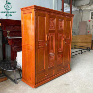 Tủ Quần Áo Gỗ 4 Cánh 2 Hộc Mới 99%