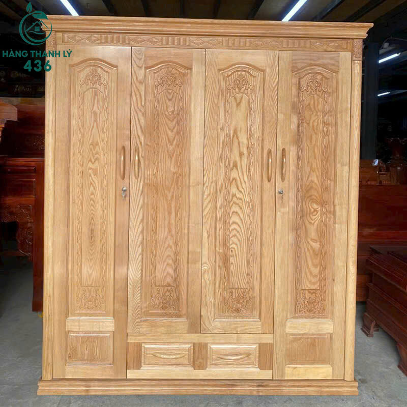 Tủ Quần Áo Vân Gỗ Sáng 4 Cánh Hoa Văn Sang Trọng Mới 99% tu-quan-ao-go-tu-nhien-4-canh-cao-cap-moi-99-1 Tủ Quần Áo Vân Gỗ Sáng 4 Cánh Hoa Văn Sang Trọng Mới 99%