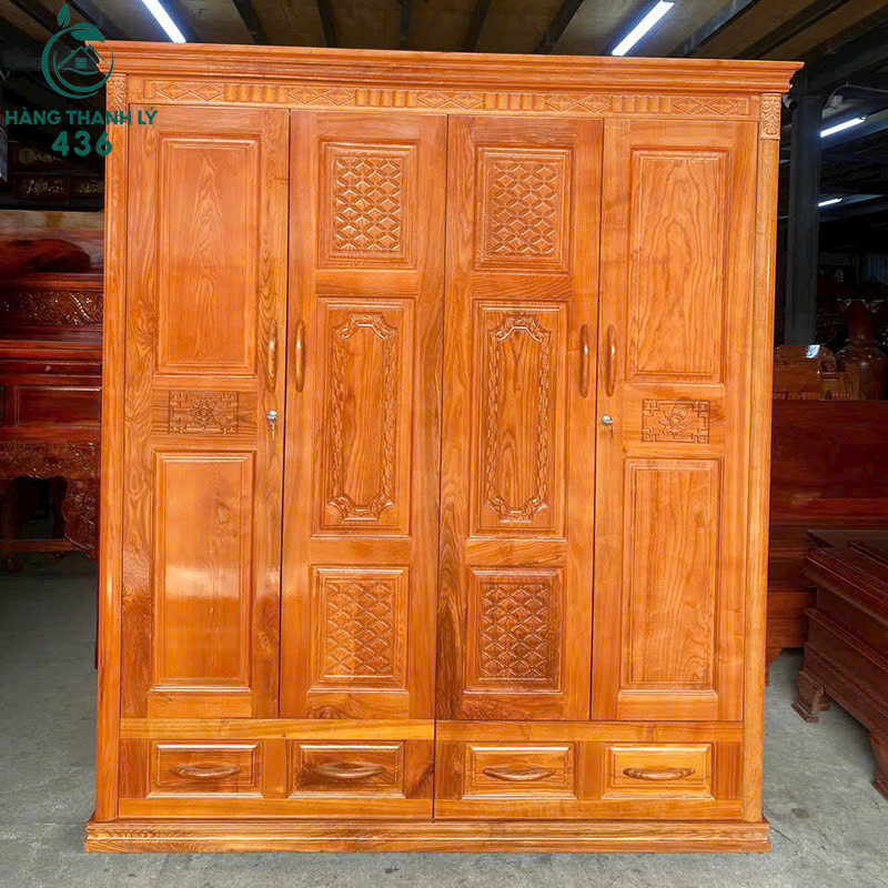 Tủ Quần Áo Gỗ Tự Nhiên 4 Cánh Hoa Văn Sang Trọng Mới 99% tu-quan-ao-go-tu-nhien-4-canh-hoa-van-sang-trong-moi-99 Tủ Quần Áo Gỗ Tự Nhiên 4 Cánh Hoa Văn Sang Trọng Mới 99%