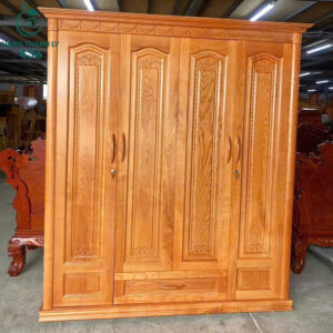 Tủ Quần Áo Gỗ Tự Nhiên 4 Cánh Sang Trọng Mới 99%