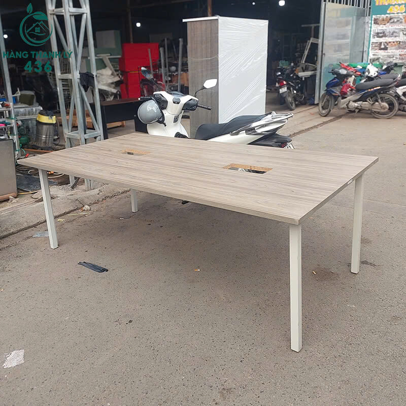 ban-lam-viec-cu-1m2x2mx75cm-mat-go-chan-kim-loai-3 Bàn Làm Việc Cũ 1M2x2Mx75CM Mặt Gỗ Chân Kim Loại  