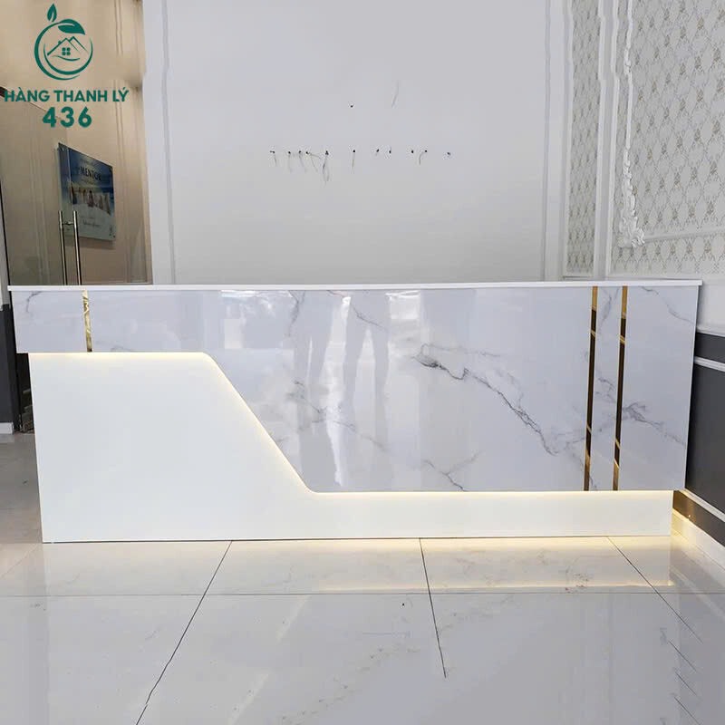 Quầy Tiếp Tân Đèn LED Mặt Đá Vân Mây Mới 99% quay-tiep-tan-den-led-mat-da-van-may-moi-99 Quầy Tiếp Tân Đèn LED Mặt Đá Vân Mây Mới 99%