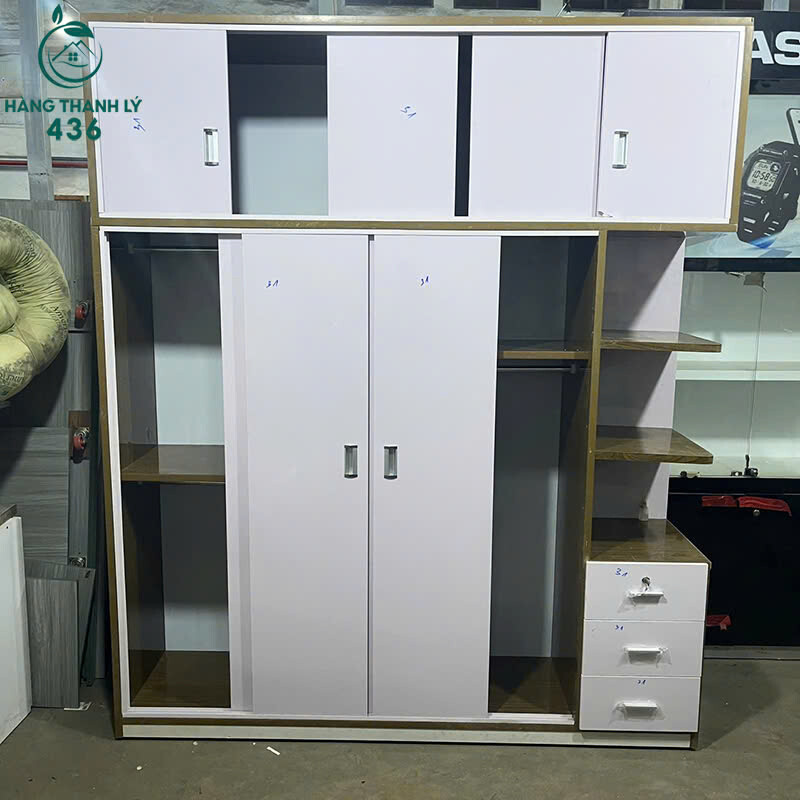 Tủ Quần Áo Cũ 2Mx2M4 Kết Hợp Kệ Màu Trắng Sang Trọng tu-quan-ao-cu-ket-hop-ke-luu-tru-mau-trang-sang-trong-3 Tủ Quần Áo Cũ 2Mx2M4 Kết Hợp Kệ Màu Trắng Sang Trọng