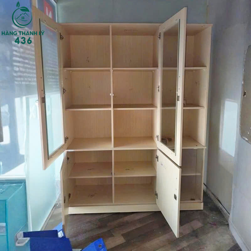 Tủ Trưng Bày Cũ 1M5x2Mx40CM Kính Trắng Kèm Tủ Dưới tu-trung-bay-cu-van-go-2-canh-6-ngan-3 Tủ Trưng Bày Cũ 1M5x2Mx40CM Kính Trắng Kèm Tủ Dưới