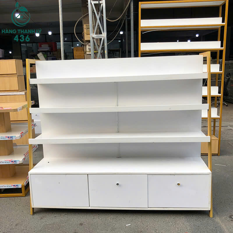 Kệ Trưng Bày Cũ 1M65x80CM Khung Sắt Mặt Gỗ Màu Trắng ke-trung-bay-cu-1m65x80cm-khung-sat-mat-go-mau-trang-3 Kệ Trưng Bày Cũ 1M65x80CM Khung Sắt Mặt Gỗ Màu Trắng