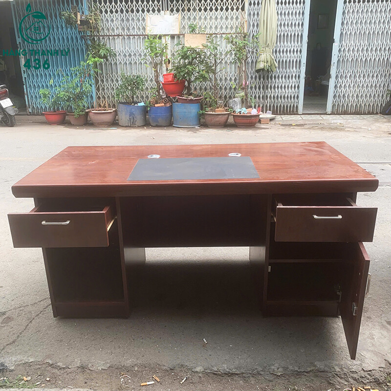 Bàn Giám Đốc Cũ 1M60X80CM Gỗ Nâu Nhiều Ngăn Lưu Trữ ban-giam-doc-cu-1m6x80cm-go-nau-co-hoc-hai-ben-2 Bàn Giám Đốc Cũ 1M60X80CM Gỗ Nâu Nhiều Ngăn Lưu Trữ