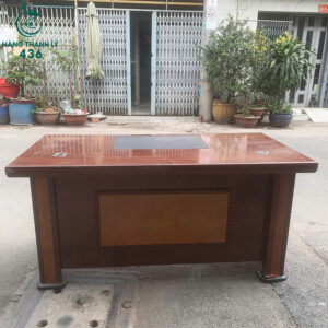 Bàn Giám Đốc Cũ 1M6X80CM Gỗ Nâu Đậm Không Hộc Tủ