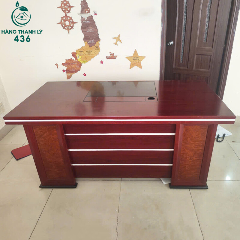 Bàn Giám Đốc Cũ 1M6X80CM Gỗ Nâu Thiết Kế 3 Viền Trắng ban-giam-doc-cu-go-mau-nau-thiet-ke-3-vien-trang-4 Bàn Giám Đốc Cũ 1M6X80CM Gỗ Nâu Thiết Kế 3 Viền Trắng