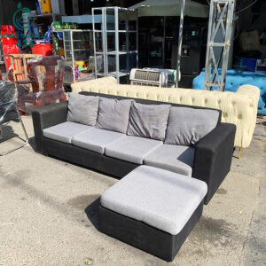Sofa Cũ Băng Dài Bọc Nỉ Xám Kèm Đôn Rời