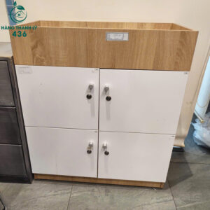 Tủ Cabin Cũ Phối Màu Trắng Vân Gỗ Vàng