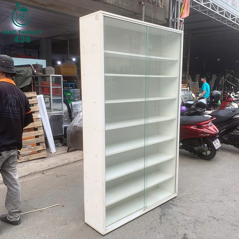 Tủ Kính Trưng Bày Cũ 1M2X2MX30CM Màu Trắng Thiết Kế Đứng Cao tu-kinh-trung-bay-cu-1m2x2mx30cm-mau-trang-thiet-ke-dung-cao-2 Tủ Kính Trưng Bày Cũ 1M2X2MX30CM Màu Trắng Thiết Kế Đứng Cao