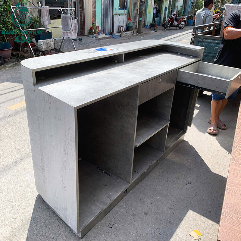 Quầy Lễ Tân Cũ 1M85X60CMX1M1 Màu Xám quay-le-tan-cu-1m85x60cmx1m1-mau-xam-5 Quầy Lễ Tân Cũ 1M85X60CMX1M1 Màu Xám