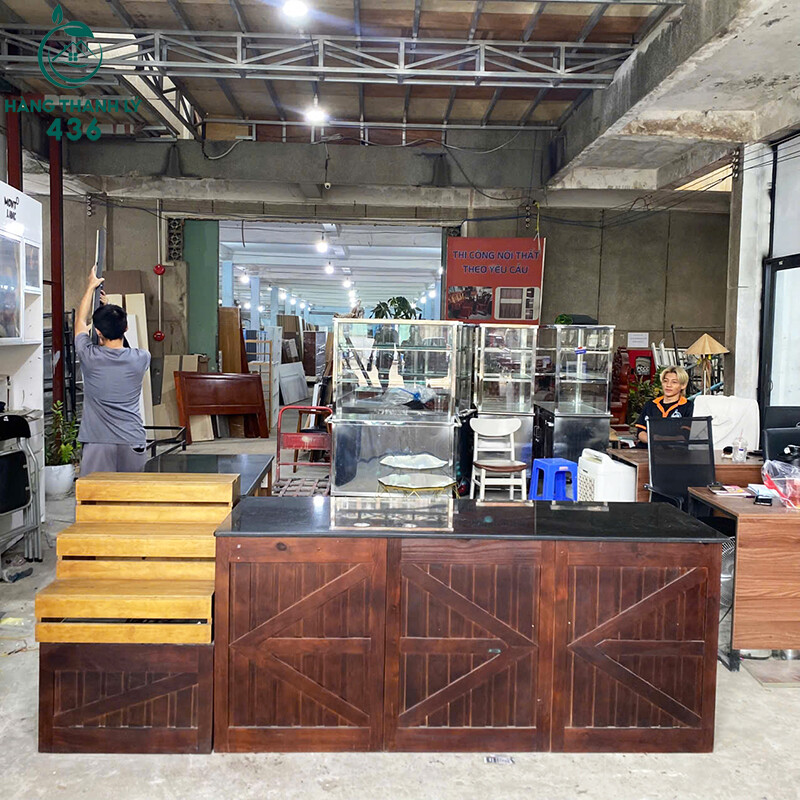 quay-thu-ngan-cu-2m45x1m9x80cm-chat-lieu-go-phoi-mat-da-4 Quầy Thu Ngân Cũ 2M45X1M9X80CM Chất Liệu Gỗ Phối Mặt Đá  