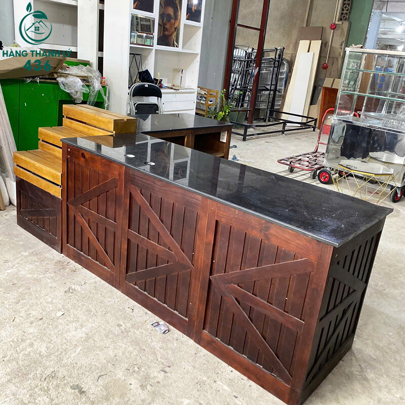 quay-thu-ngan-cu-2m45x1m9x80cm-chat-lieu-go-phoi-mat-da-6 Quầy Thu Ngân Cũ 2M45X1M9X80CM Chất Liệu Gỗ Phối Mặt Đá  