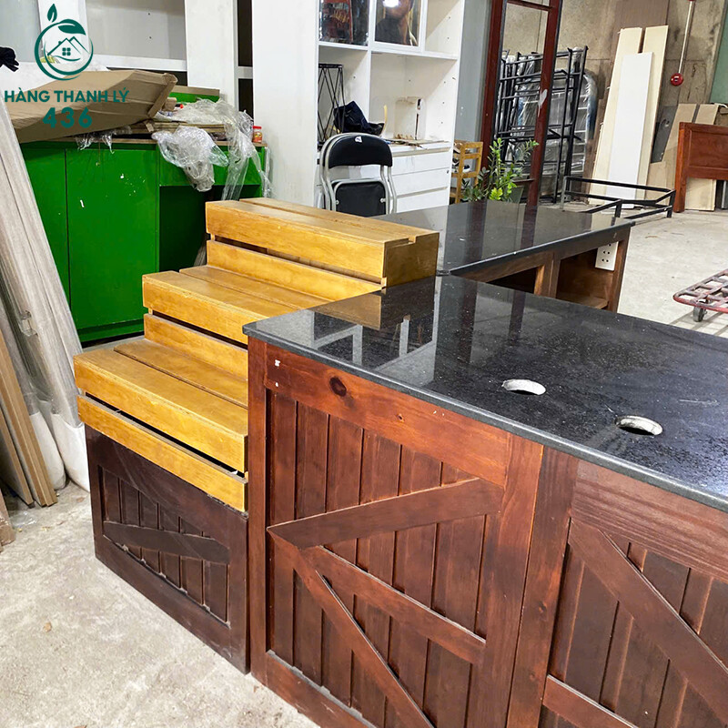 quay-thu-ngan-cu-2m45x1m9x80cm-chat-lieu-go-phoi-mat-da-8 Quầy Thu Ngân Cũ 2M45X1M9X80CM Chất Liệu Gỗ Phối Mặt Đá  