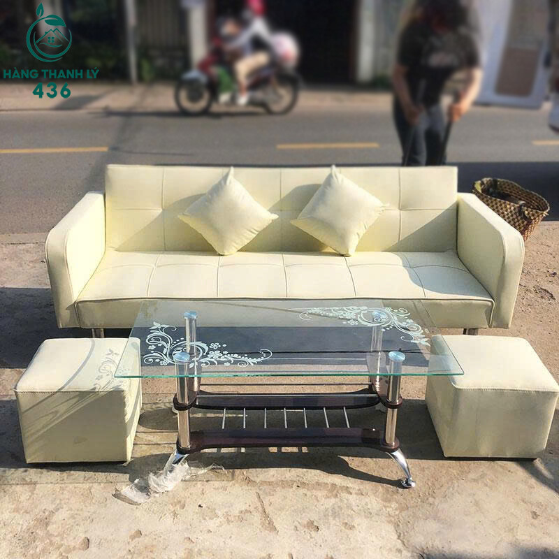 Sofa Bed Da Kem 1M7 Có Tay Vịn Kèm Đôn Mới 99% sofa-bed-da-kem-1m7-co-tay-vin-kem-don-moi-99-1 Sofa Bed Da Kem 1M7 Có Tay Vịn Kèm Đôn Mới 99%