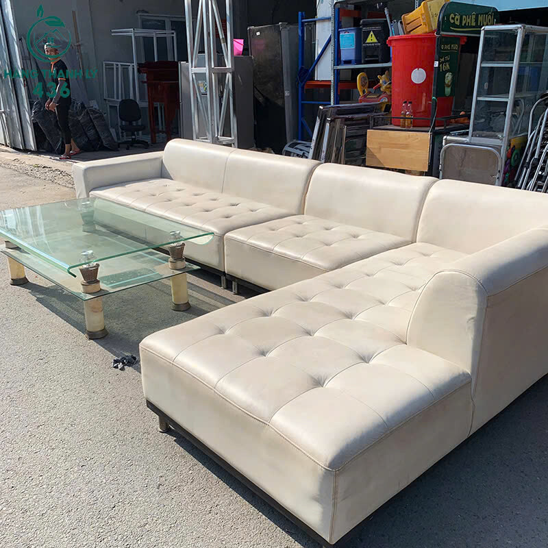 Sofa Góc Chữ L Cũ 2M9X2M Bọc Da Màu Kem sofa-goc-chu-l-cu-2m9x2m-boc-da-mau-kem-kem-ban-kinh-1 Sofa Góc Chữ L Cũ 2M9X2M Bọc Da Màu Kem