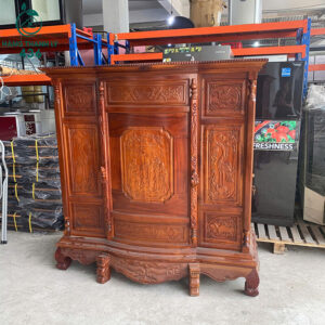 Tủ Bàn Thờ Gỗ Cũ Vân Gỗ Nâu