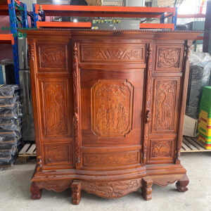 Tủ Bàn Thờ Gỗ Cũ Vân Gỗ Nâu