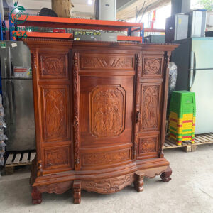 Tủ Bàn Thờ Gỗ Cũ Vân Gỗ Nâu