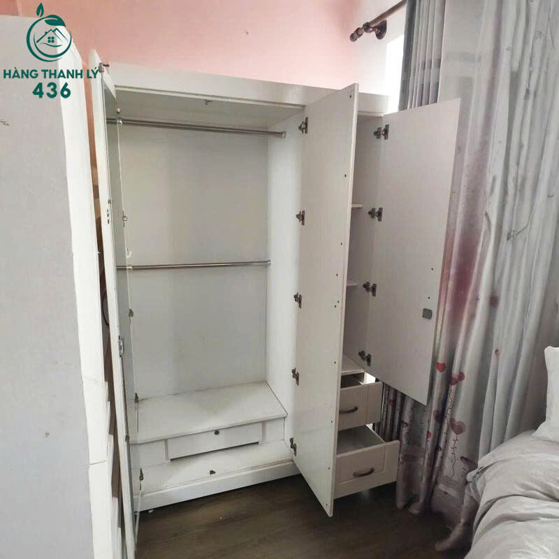Tủ Quần Áo Cũ 1M2X2MX60CM 3 Cánh Có Ngăn Kéo Màu Trắng tu-quan-ao-cu-3-canh-co-ngan-keo-2 Tủ Quần Áo Cũ 1M2X2MX60CM 3 Cánh Có Ngăn Kéo Màu Trắng
