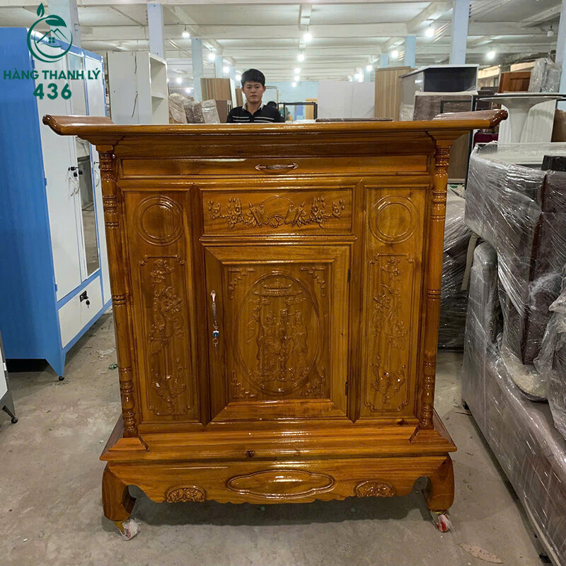 Tủ Thờ Gỗ Tràm Chạm Khắc 1M27X1M35X60CM Mới 99% tu-tho-go-tram-cham-khac-1m27x1m35x60cm-moi-99-1 Tủ Thờ Gỗ Tràm Chạm Khắc 1M27X1M35X60CM Mới 99%