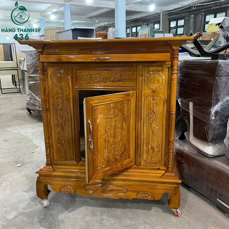 Tủ Thờ Gỗ Tràm Chạm Khắc 1M27X1M35X60CM Mới 99% tu-tho-go-tram-cham-khac-1m27x1m35x60cm-moi-99-2 Tủ Thờ Gỗ Tràm Chạm Khắc 1M27X1M35X60CM Mới 99%