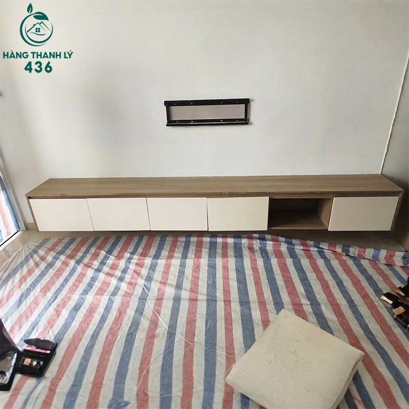 Kệ Tivi Cũ Treo Tường Màu Vân Gỗ Phối Trắng ke-tivi-cu-treo-tuong-mau-van-go-phoi-trang Kệ Tivi Cũ Treo Tường Màu Vân Gỗ Phối Trắng