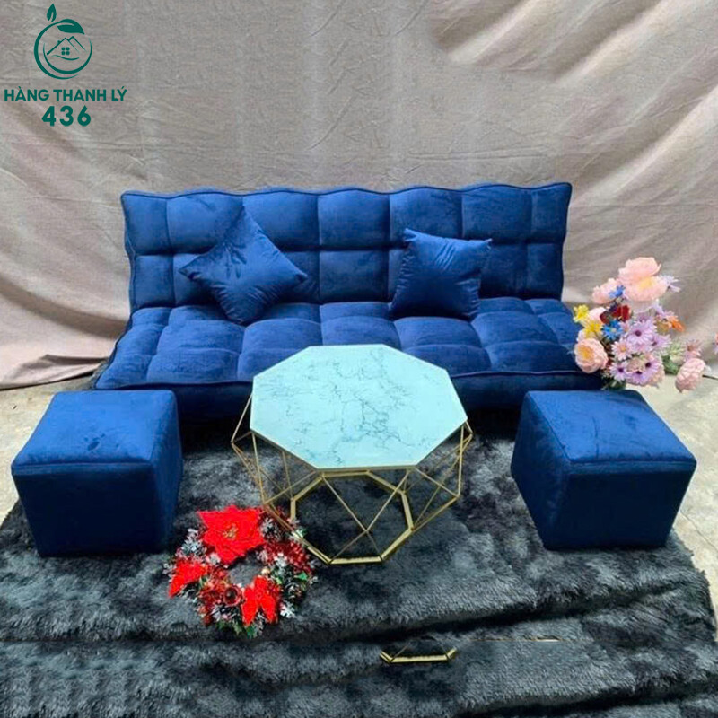 Sofa Bed Màu Xanh Dương Kèm 2 Đôn Mới 99% sofa-bed-mau-xanh-duong-kem-2-don-moi-99 Sofa Bed Màu Xanh Dương Kèm 2 Đôn Mới 99%