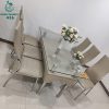 Bộ Bàn Ăn Cũ Ghế 6 Bọc Da Mặt Kính