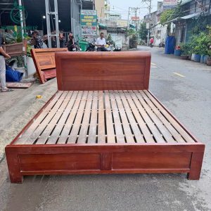 Giường Ngủ Gỗ Cũ 1M6 Thiết Kế Tối Giản