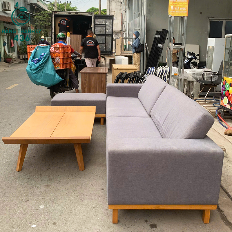 sofa-goc-l-cu-3m2x90cm-boc-vai-mau-xam-1 Sofa Góc L Cũ 3M2X90CM Bọc Vải Màu Xám  