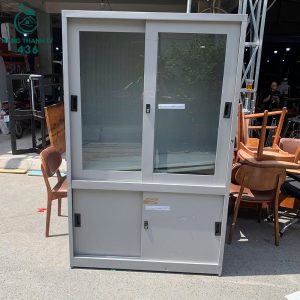 Tủ Hồ Sơ Sắt Cánh Kính Cũ Dễ Sắp Xếp Tài Liệu